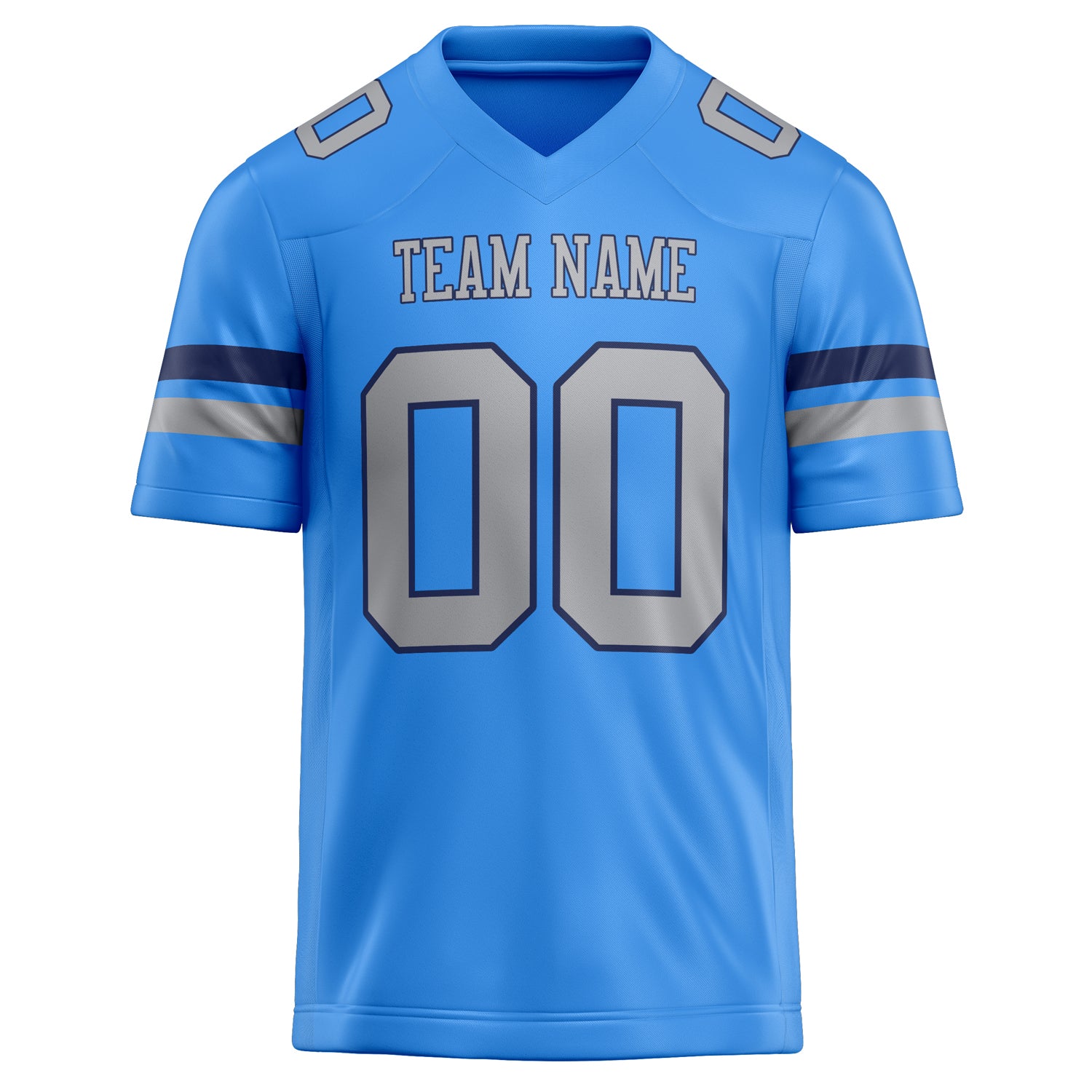 Personalized Powder & Blue gray Solid Colour Football Jersey