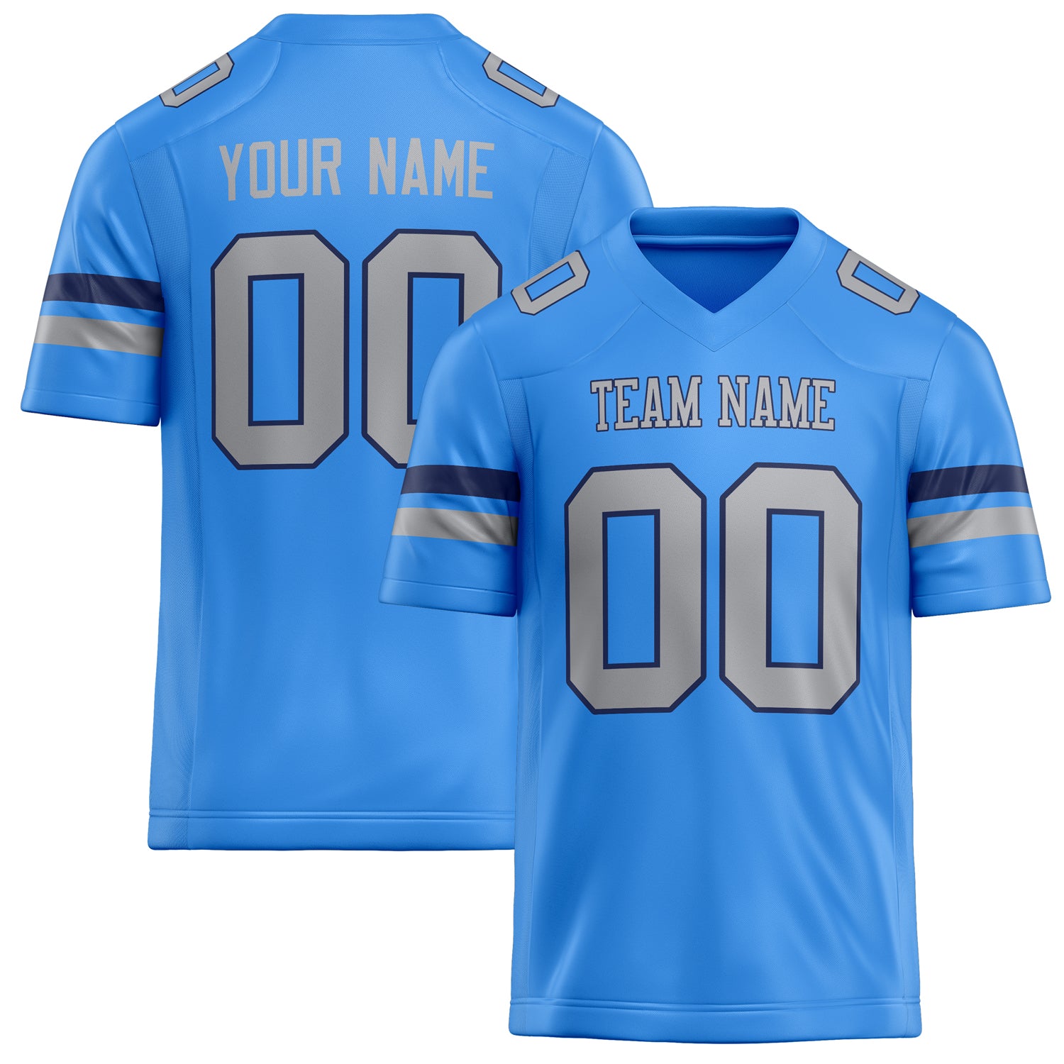 Personalized Powder Blue gray Solid Colour Football Jersey FT02240730PO434