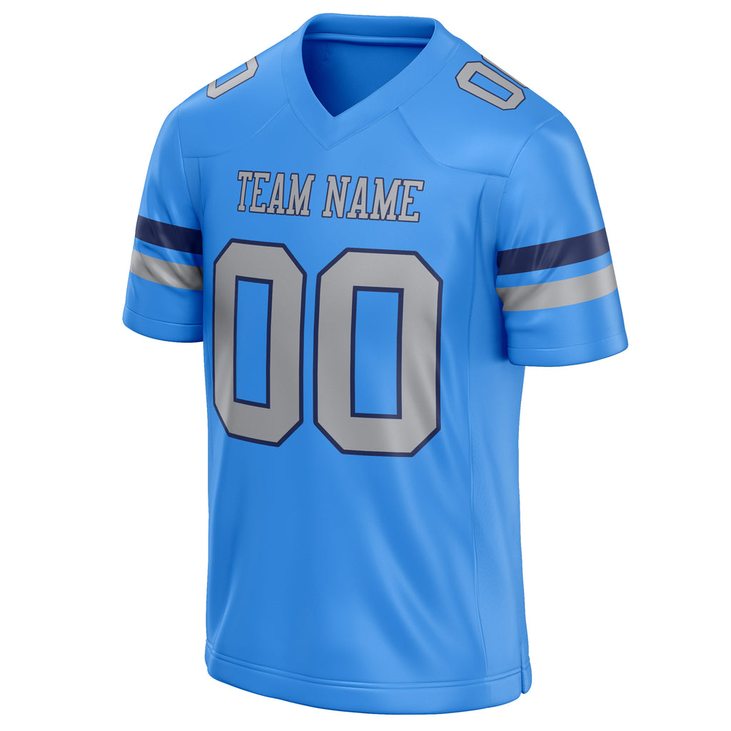 Personalized Powder & Blue gray Solid Colour Football Jersey