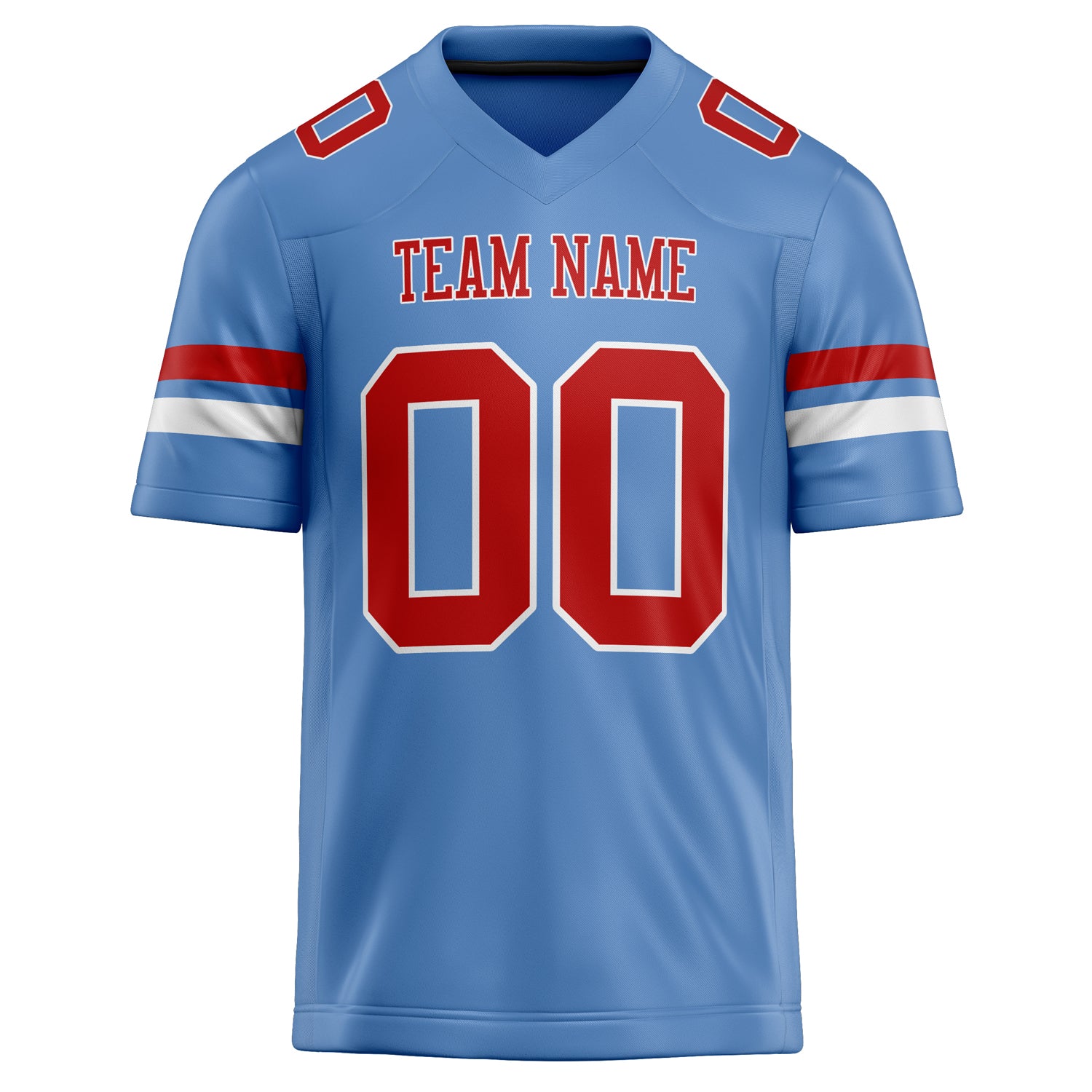 Personalized Powder & Blue red Solid Colour Football Jersey
