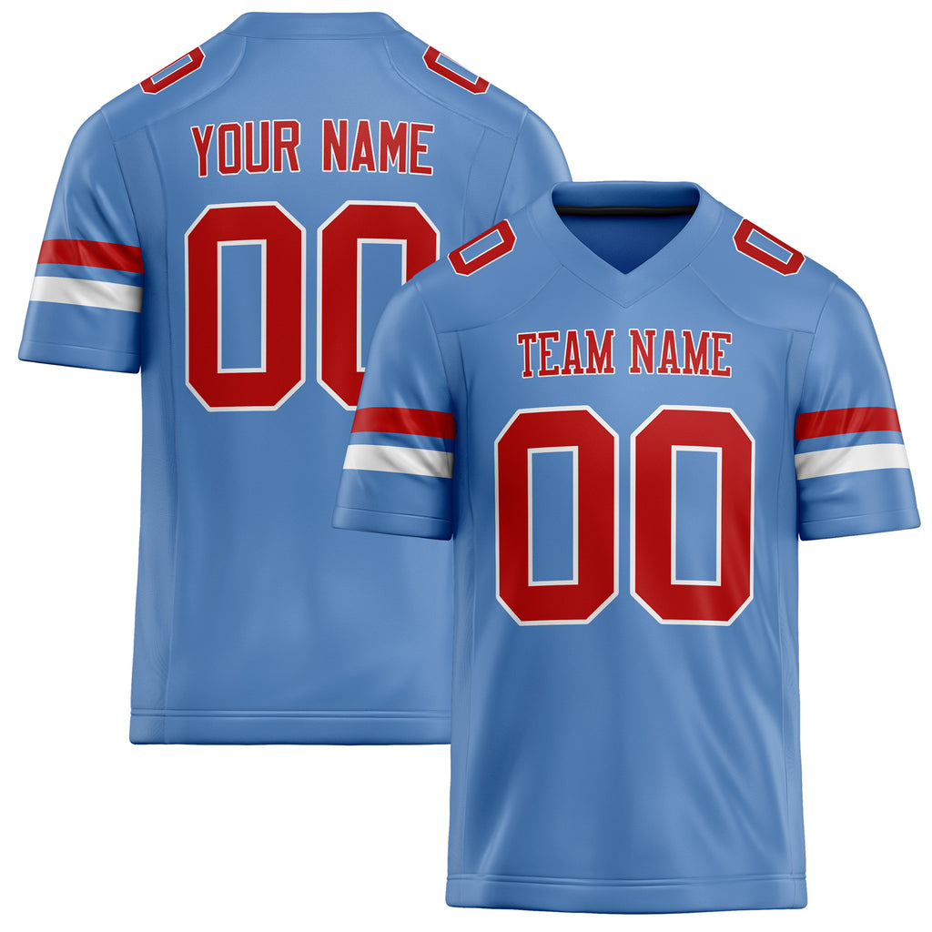 Personalized Powder Blue red Solid Colour Football Jersey FT02240730PO435
