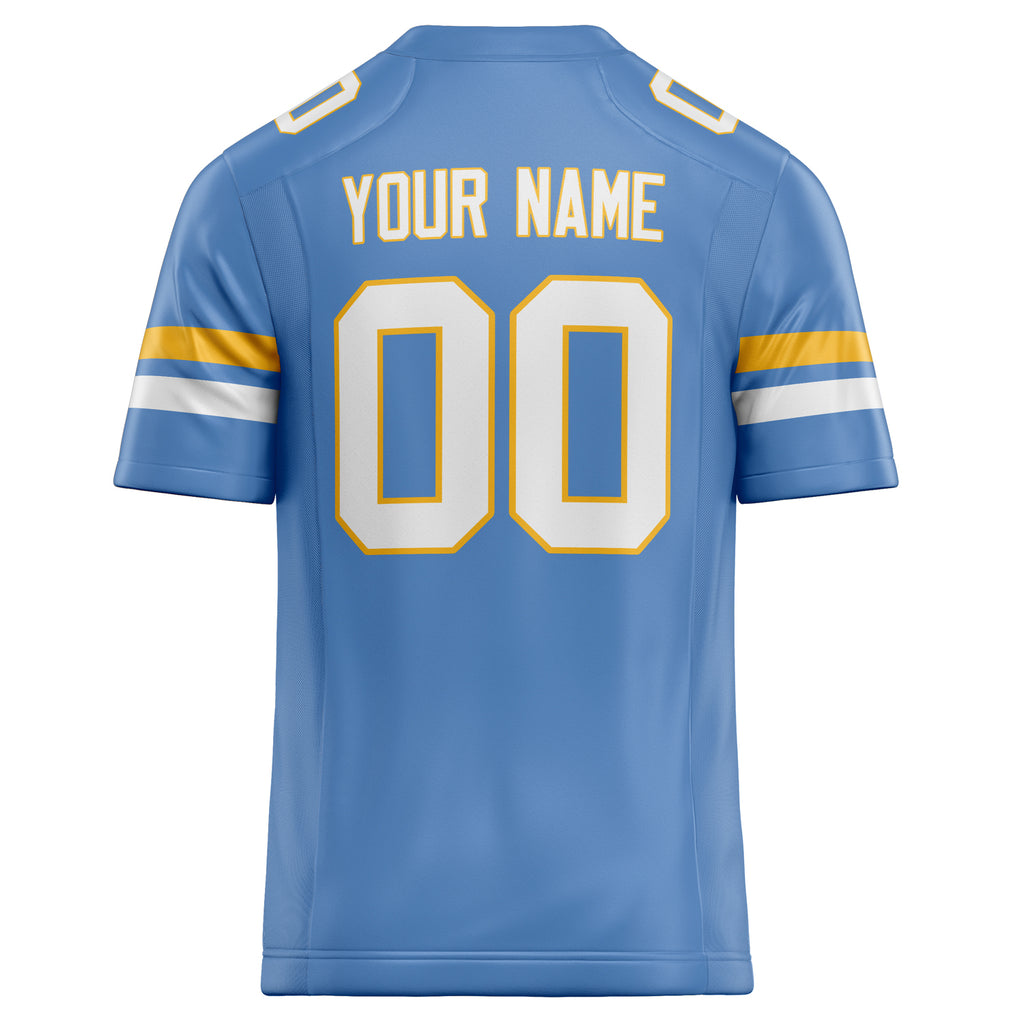 Personalized Powder & Blue White Solid Colour Football Jersey