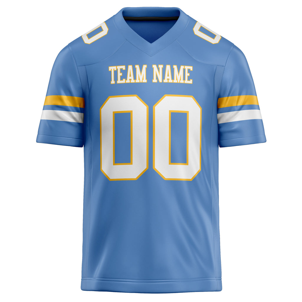 Personalized Powder & Blue White Solid Colour Football Jersey