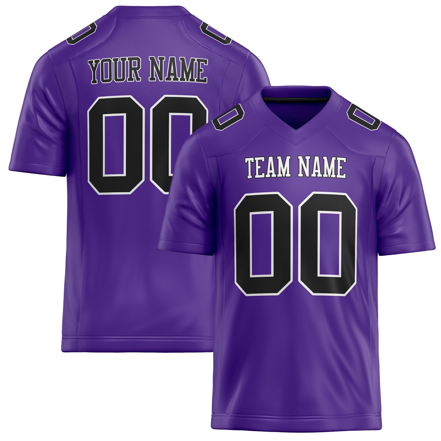 Personalized Purple Black Solid Colour Football Jersey FT02240730PU437