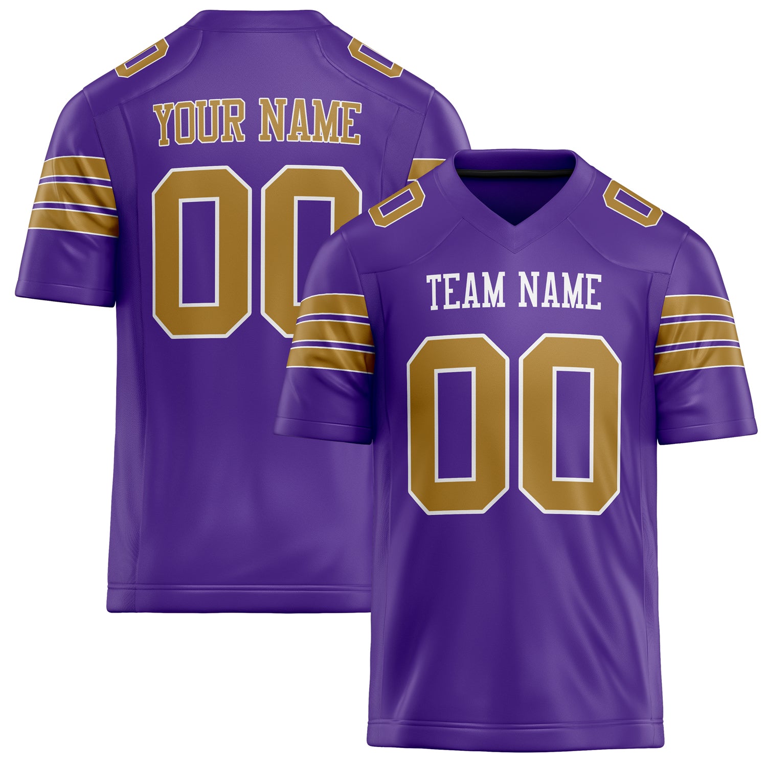Personalized Purple old gold Solid Colour Football Jersey FT02240730PU439