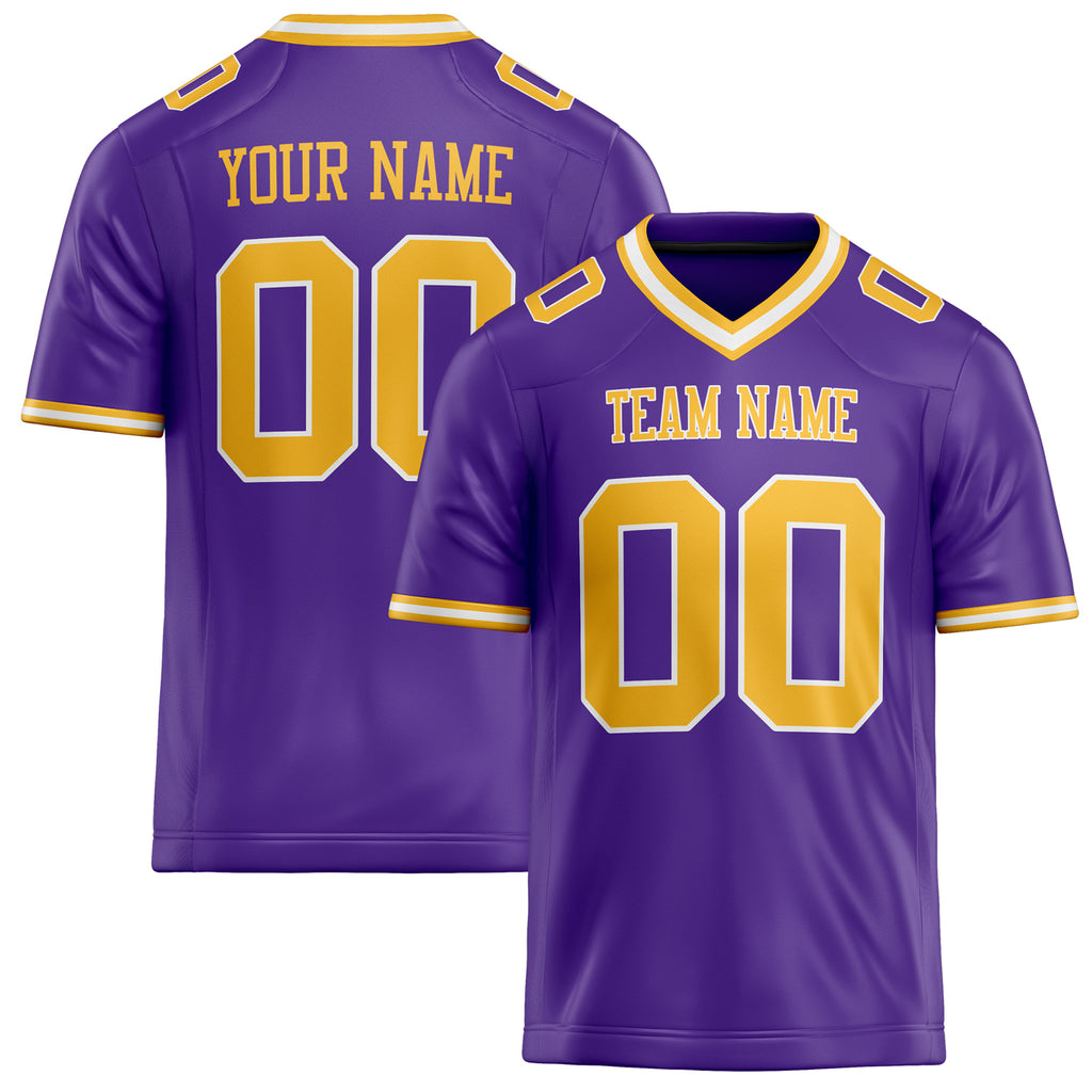 Personalized Purple Gold Solid Colour Football Jersey FT02240730PU441