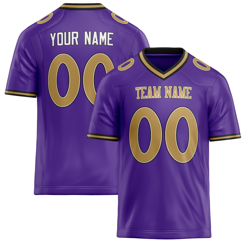 Personalized Purple Old Gold Solid Colour Football Jersey FT02240730PU447