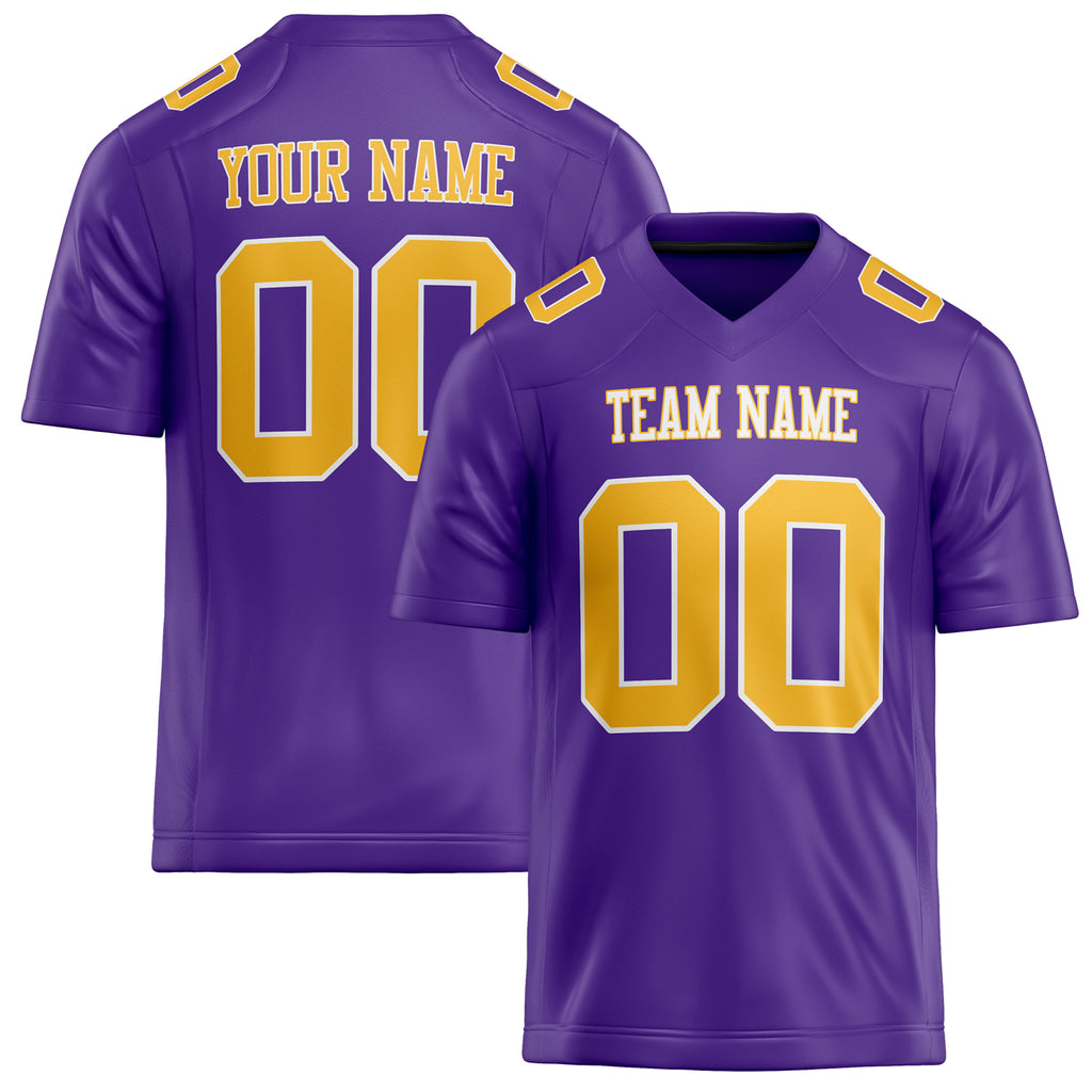 Personalized Purple Gold Solid Colour Football Jersey FT02240730PU448
