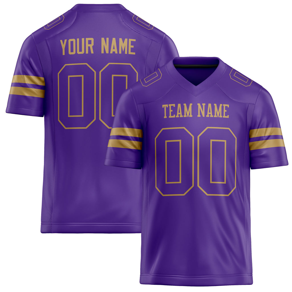 Personalized Purple Old Gold Solid Colour Football Jersey FT02240730PU452