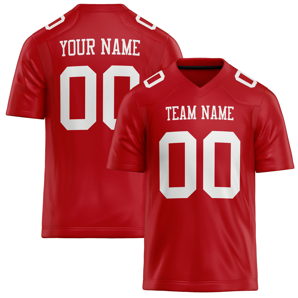 Personalized Red White Solid Colour Football Jersey FT02240730RE457