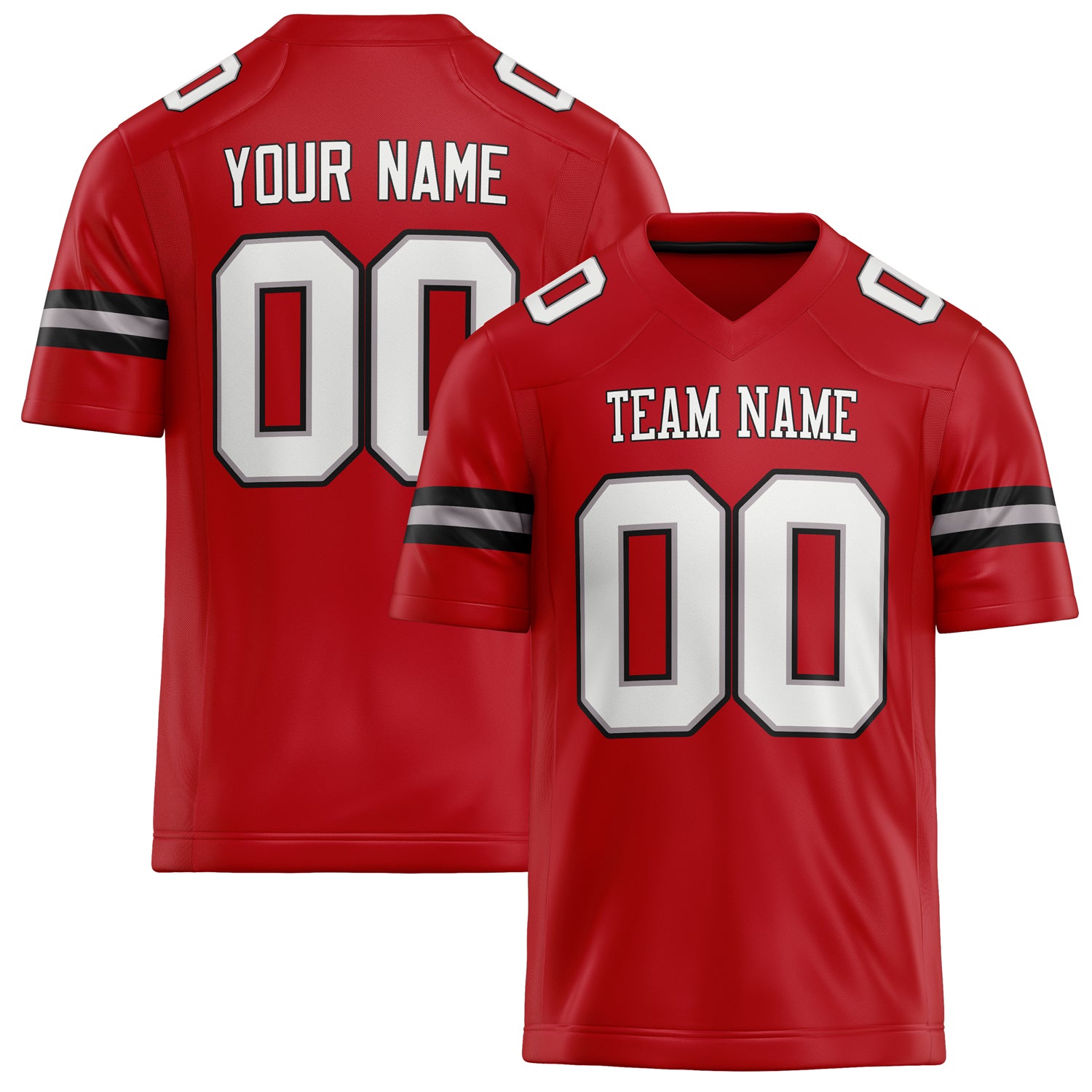 Personalized Red White Solid Colour Football Jersey FT02240730RE459