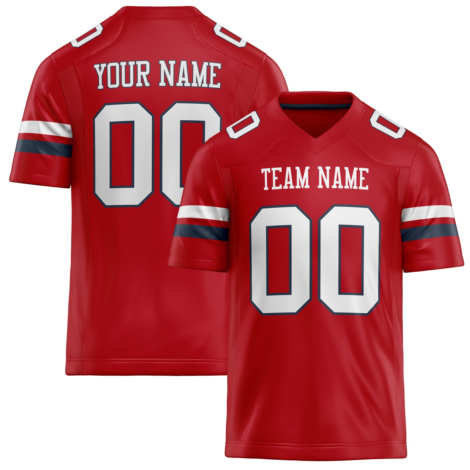 Personalized Red White Solid Colour Football Jersey FT02240730RE460