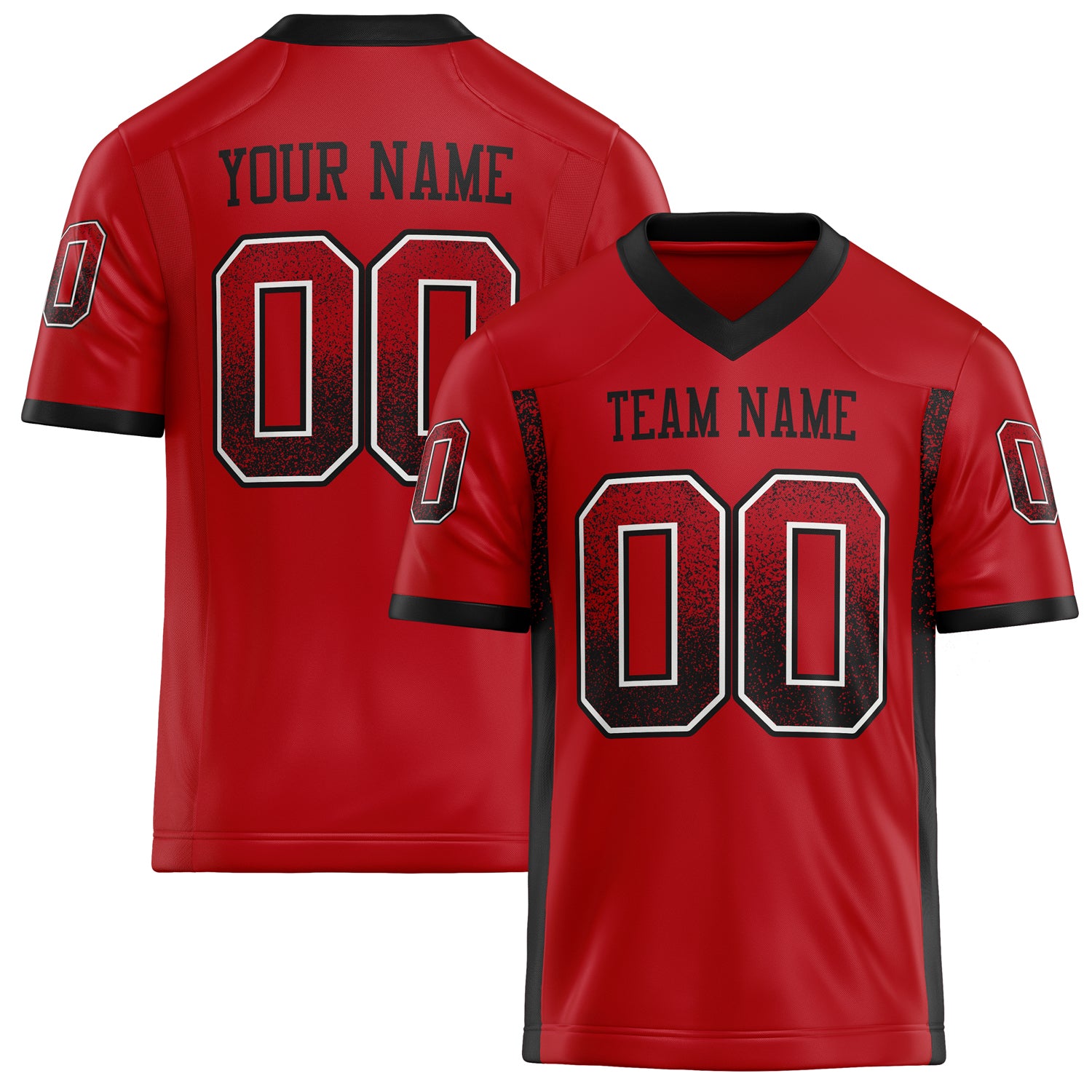 Personalized Red Black Solid Colour Football Jersey FT02240730RE461