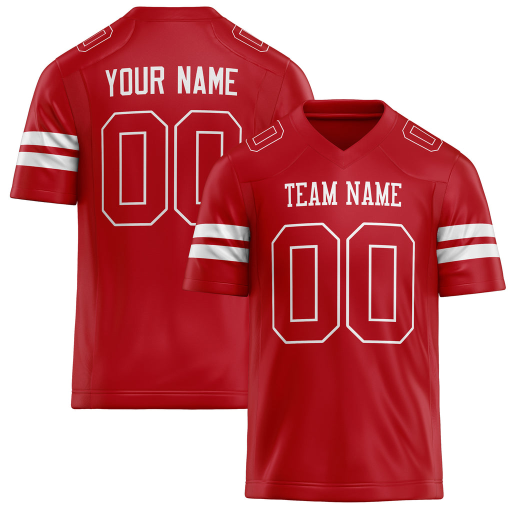 Personalized Red White Solid Colour Football Jersey FT02240730RE462