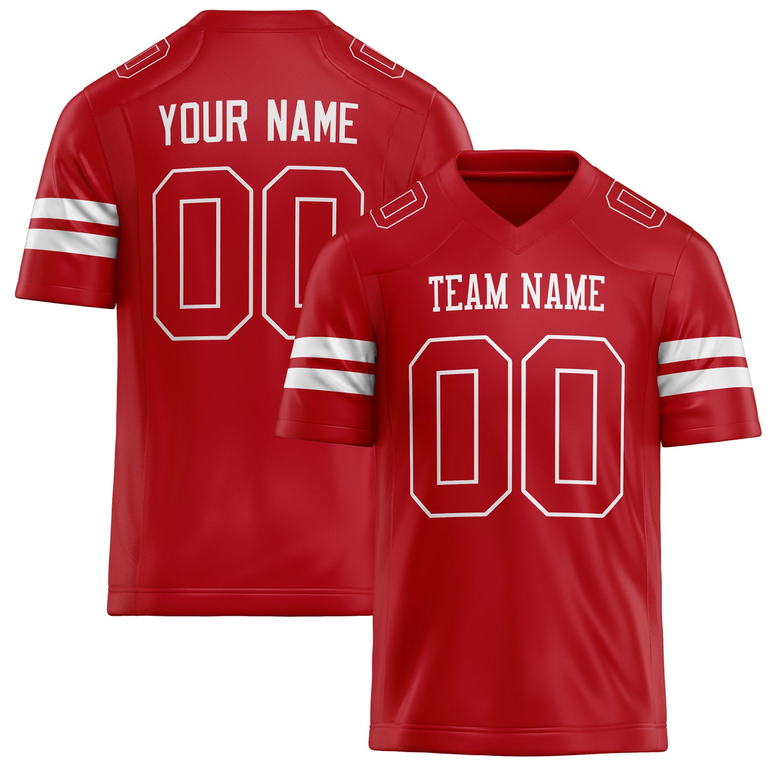 Personalized Red White Solid Colour Football Jersey FT02240730RE462