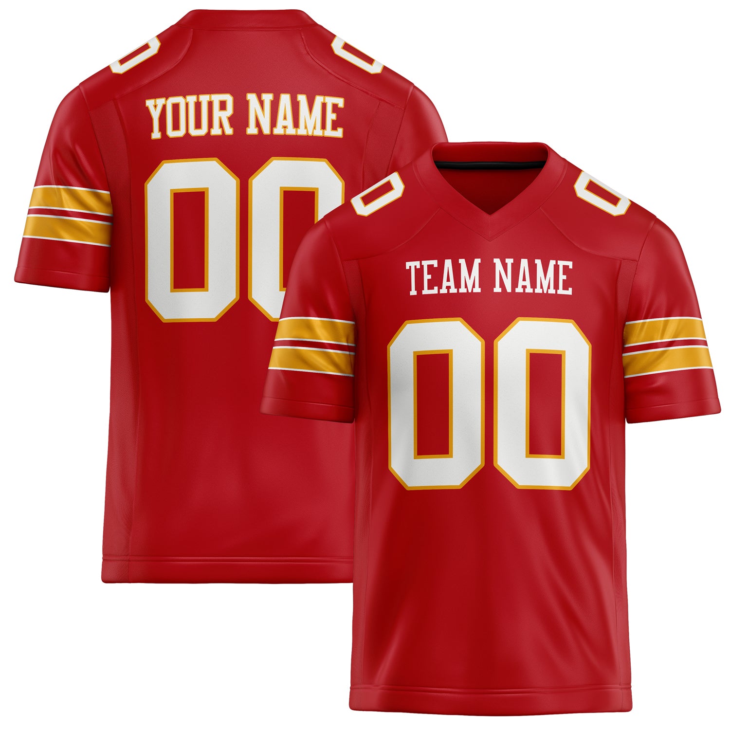 Personalized Red White Solid Colour Football Jersey FT02240730RE463
