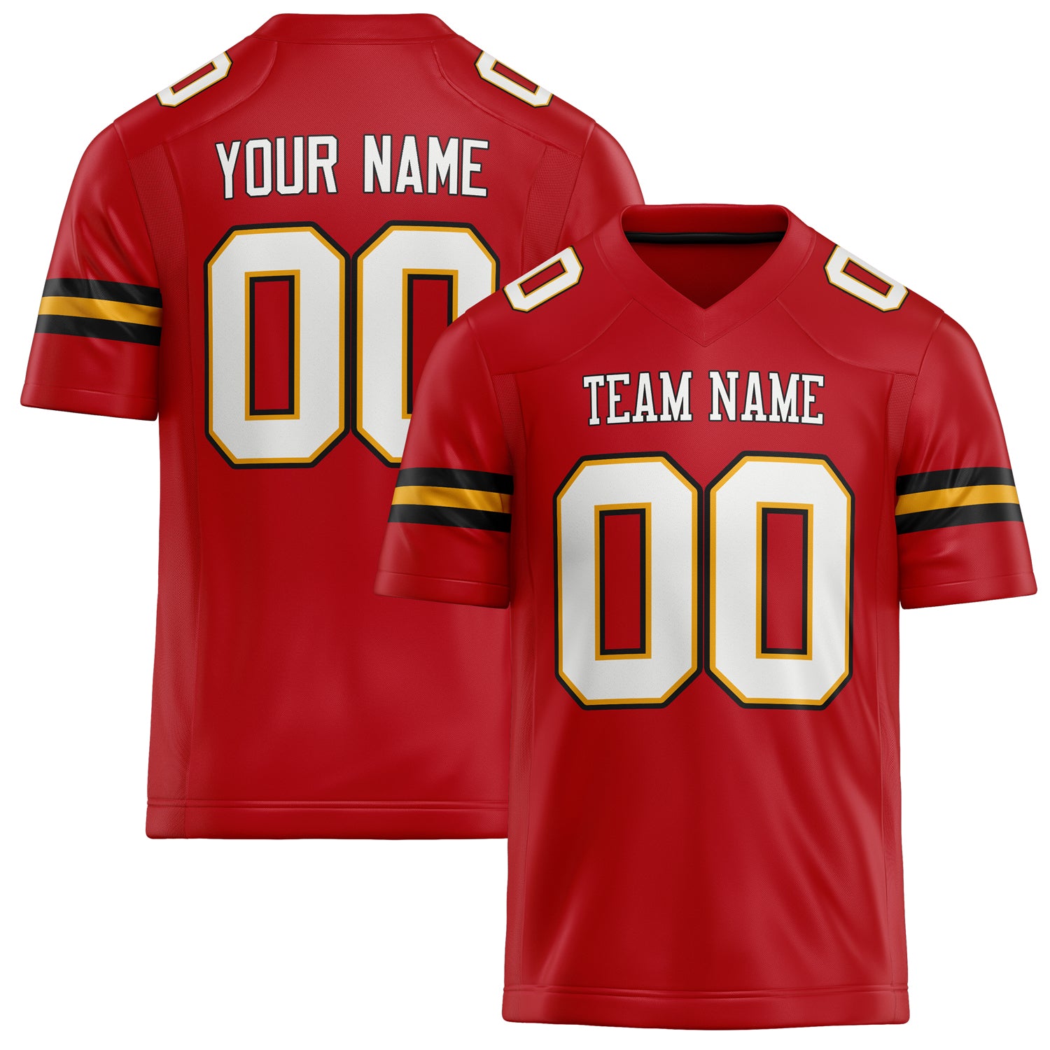 Personalized Red White Solid Colour Football Jersey FT02240730RE464