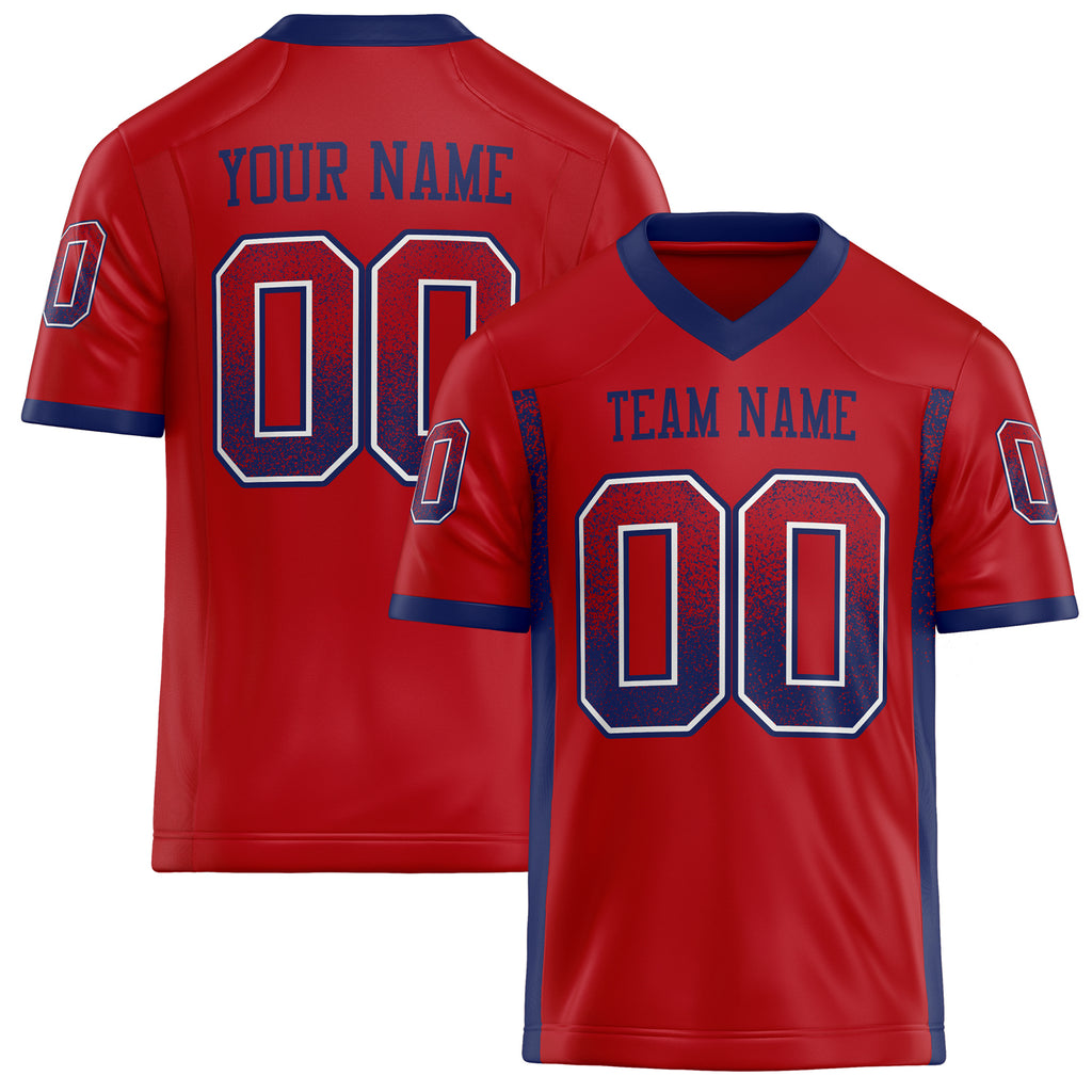 Personalized Red Navy Solid Colour Football Jersey FT02240730RE465