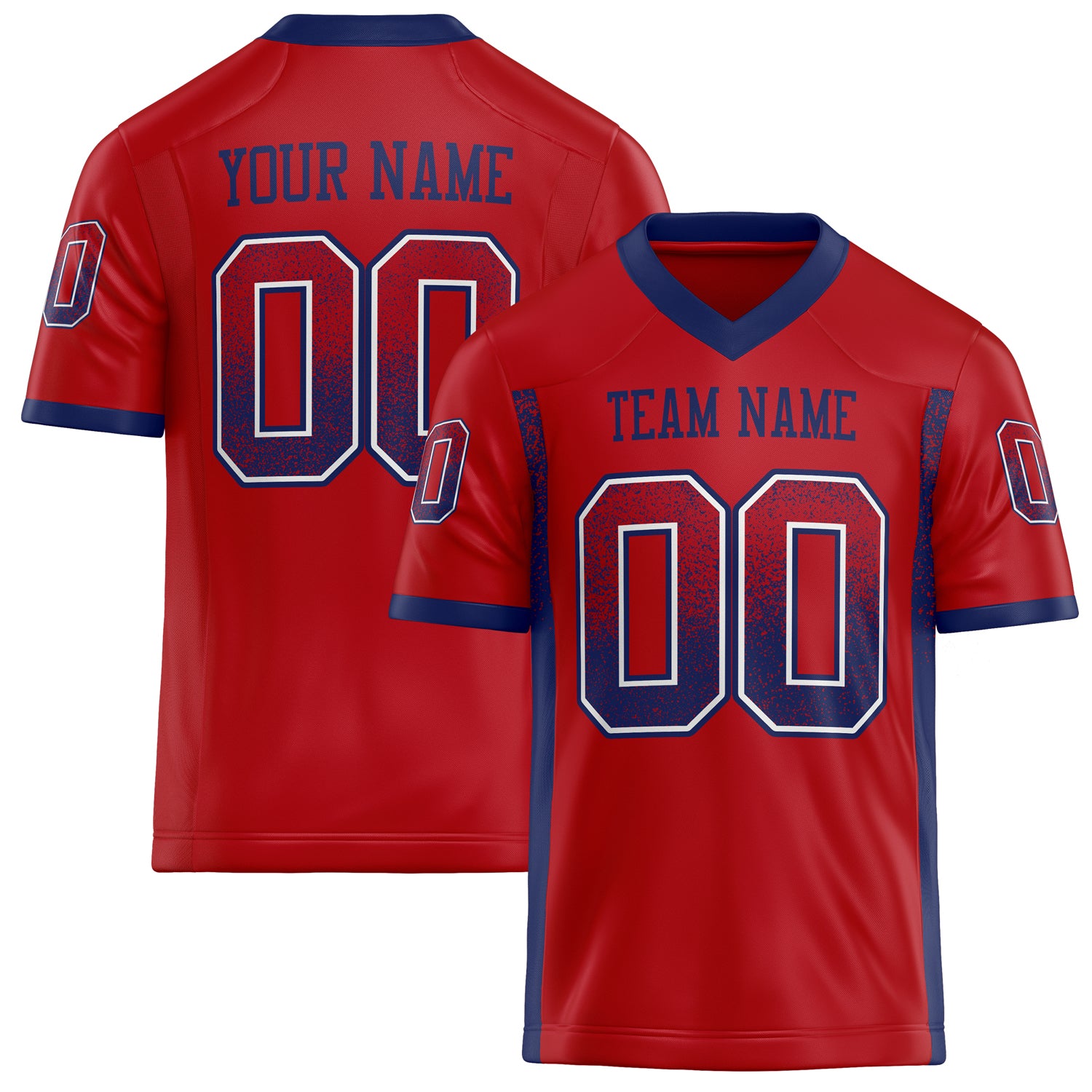 Personalized Red Navy Solid Colour Football Jersey FT02240730RE465