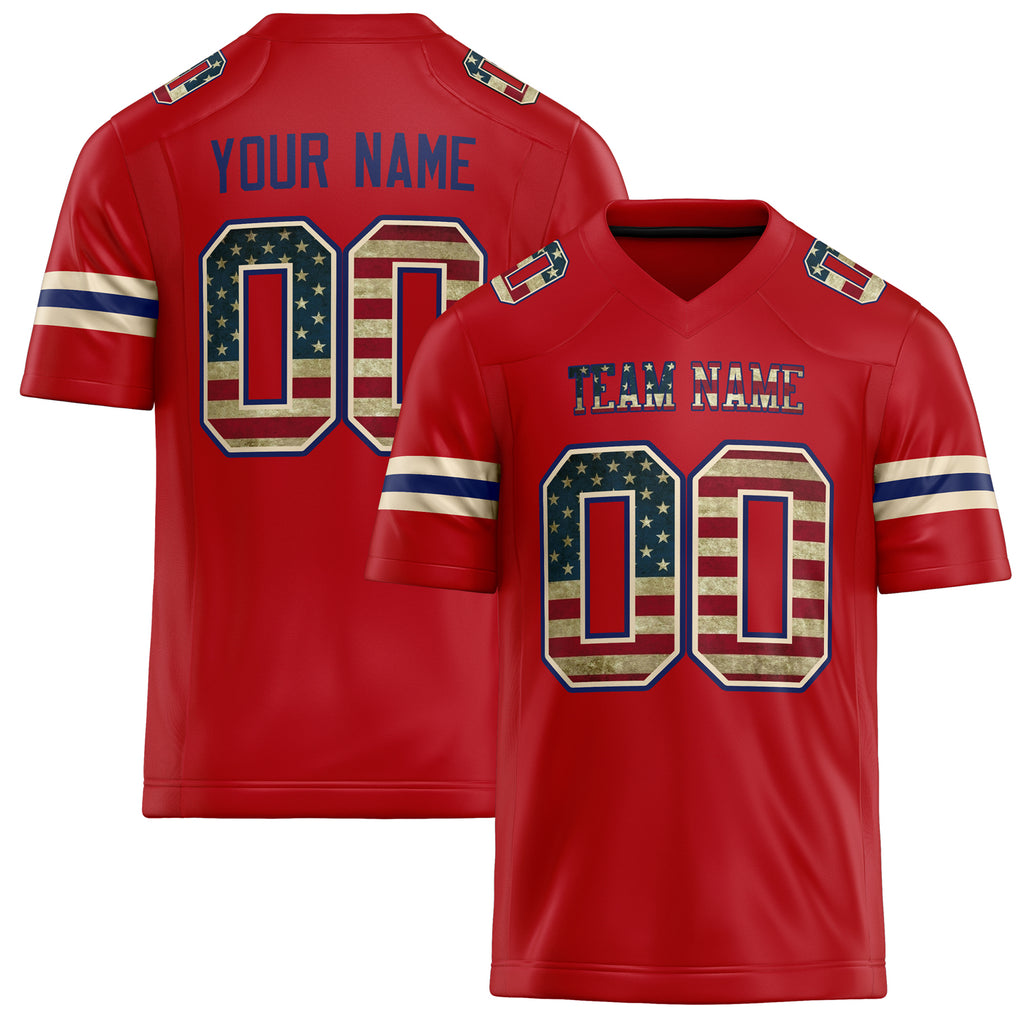 Personalized Red Cream Solid Colour Football Jersey FT02240730RE466