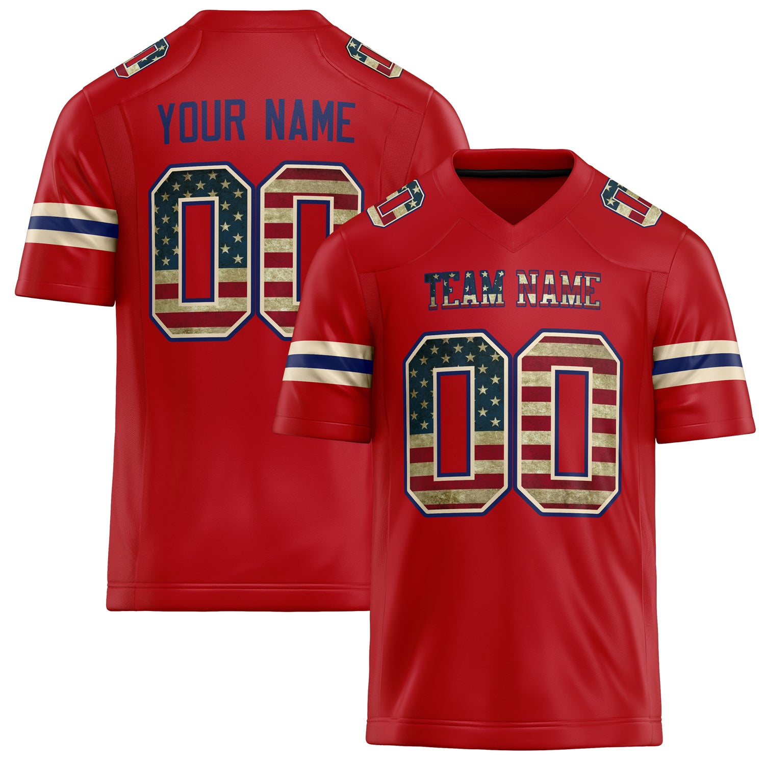 Personalized Red Cream Solid Colour Football Jersey FT02240730RE466