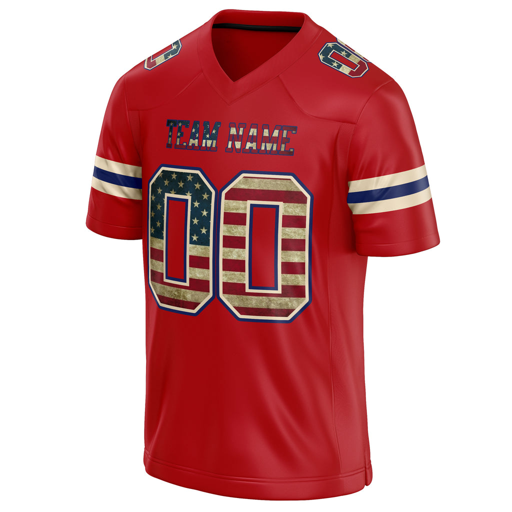Personalized Red & Cream Solid Colour Football Jersey