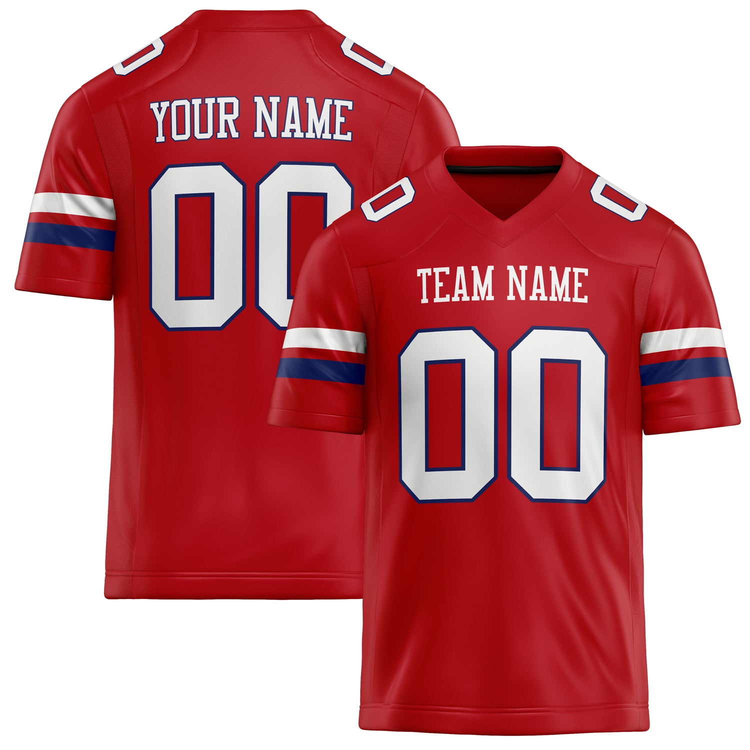 Personalized Red White Solid Colour Football Jersey FT02240730RE467