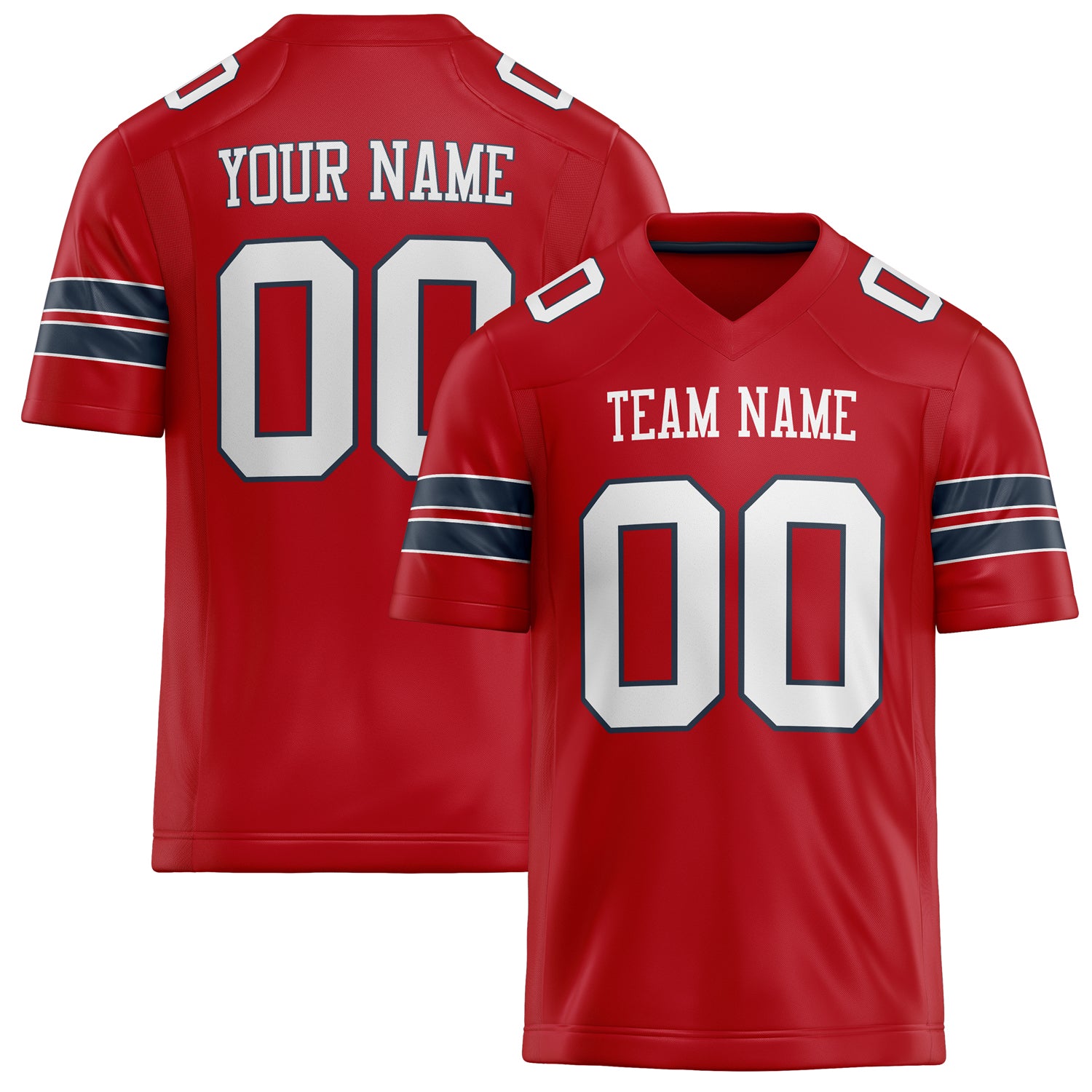 Personalized Red White Solid Colour Football Jersey FT02240730RE469