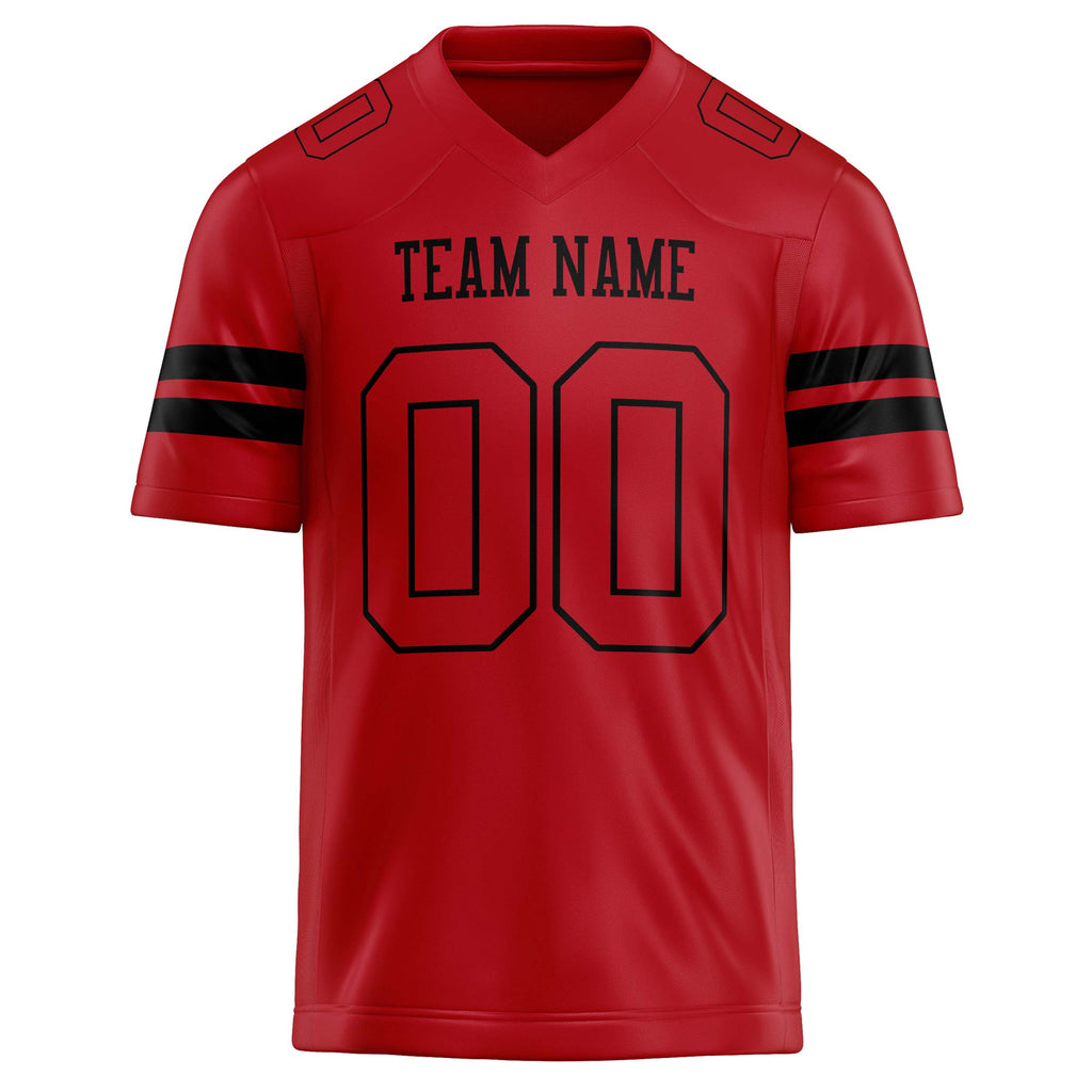 Personalized Red & Black Solid Colour Football Jersey