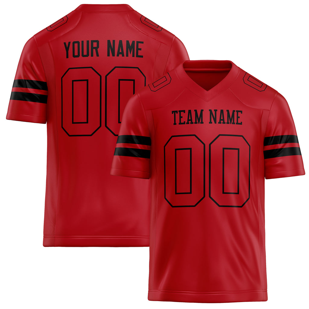 Personalized Red Black Solid Colour Football Jersey FT02240730RE470
