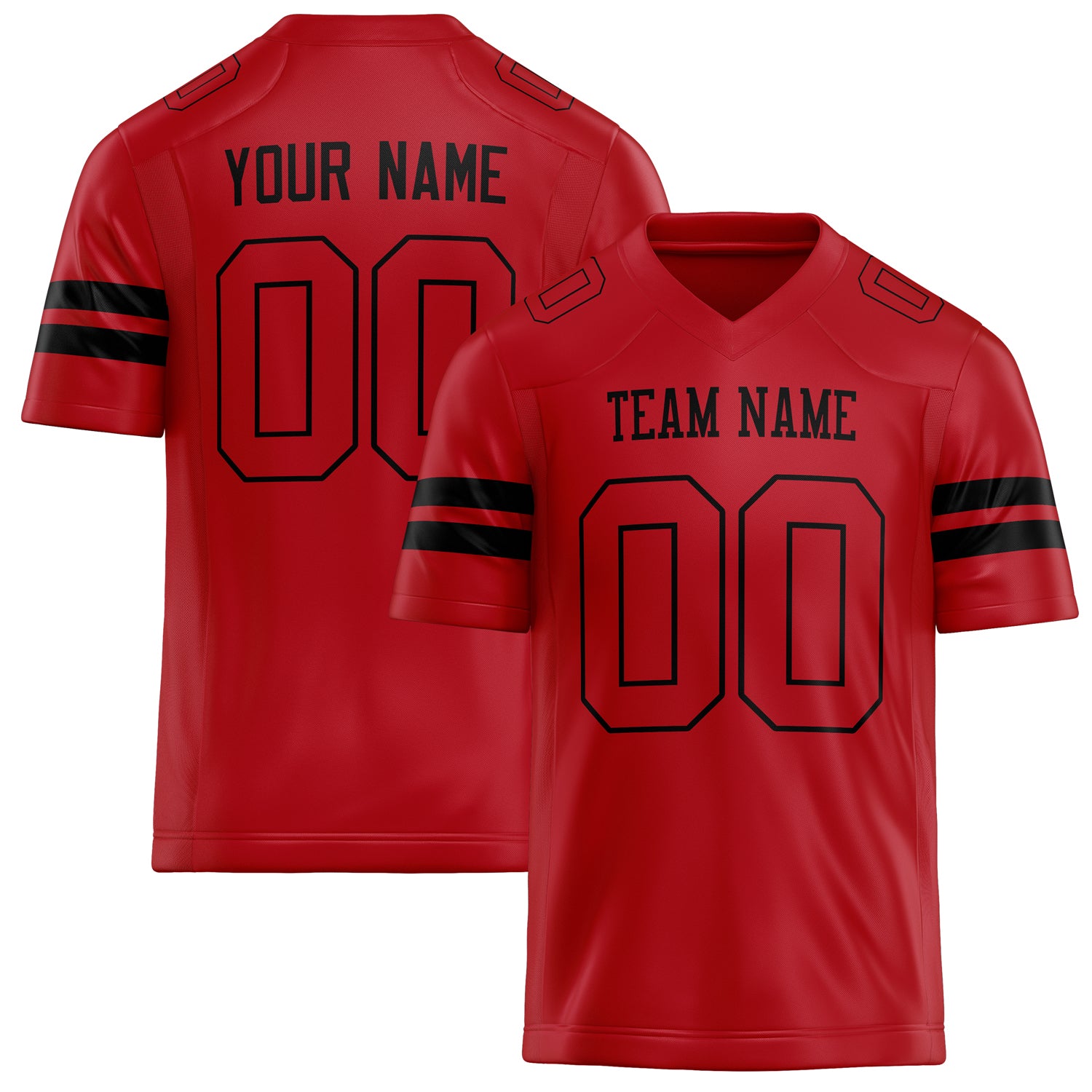 Personalized Red Black Solid Colour Football Jersey FT02240730RE470