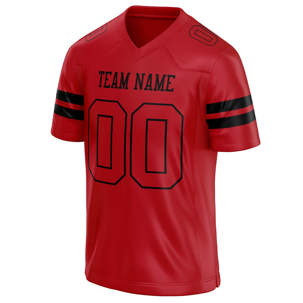 Personalized Red & Black Solid Colour Football Jersey