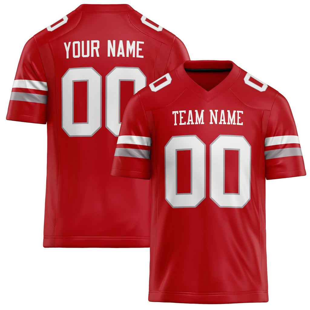 Personalized Red White Solid Colour Football Jersey FT02240730RE471