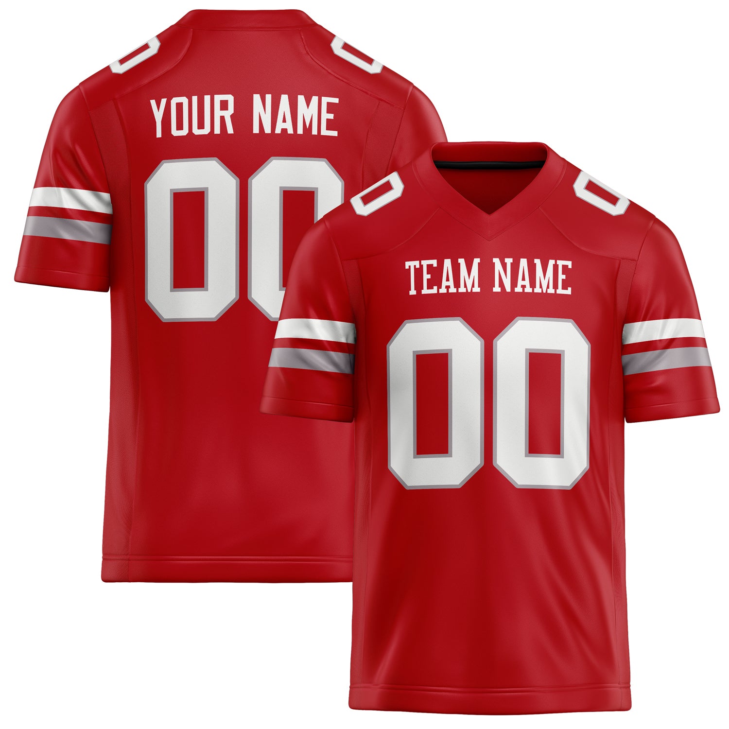 Personalized Red White Solid Colour Football Jersey FT02240730RE471