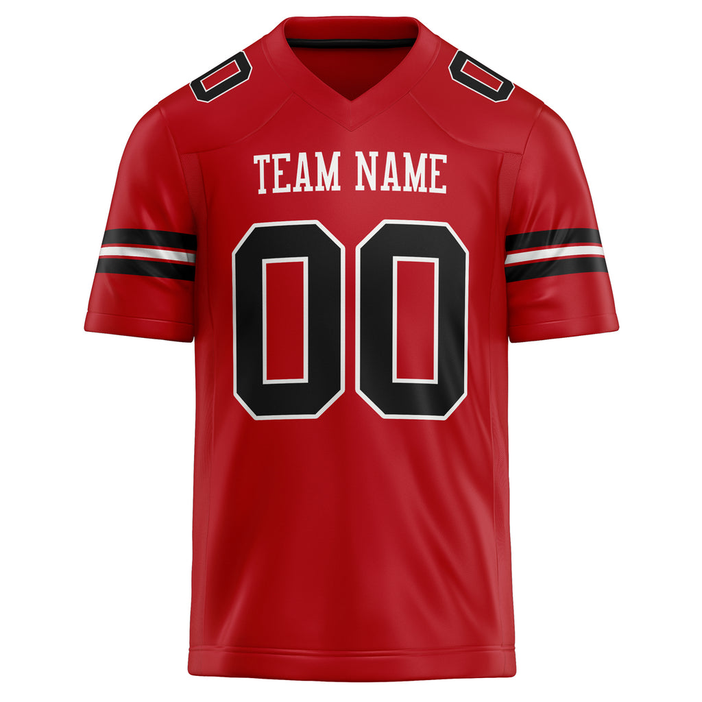 Personalized Red & Black Solid Colour Football Jersey