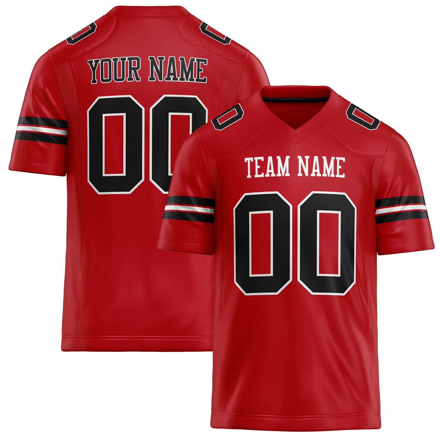 Personalized Red Black Solid Colour Football Jersey FT02240730RE472