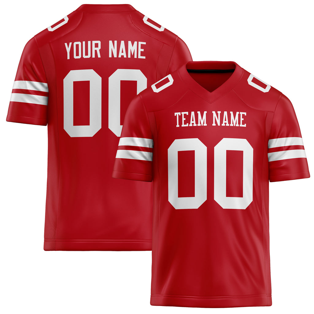 Personalized Red White Solid Colour Football Jersey FT02240730RE474