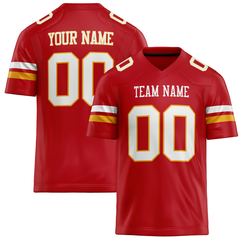 Personalized Red White Solid Colour Football Jersey FT02240730RE475