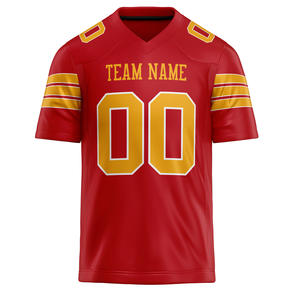 Personalized Red & Gold Solid Colour Football Jersey