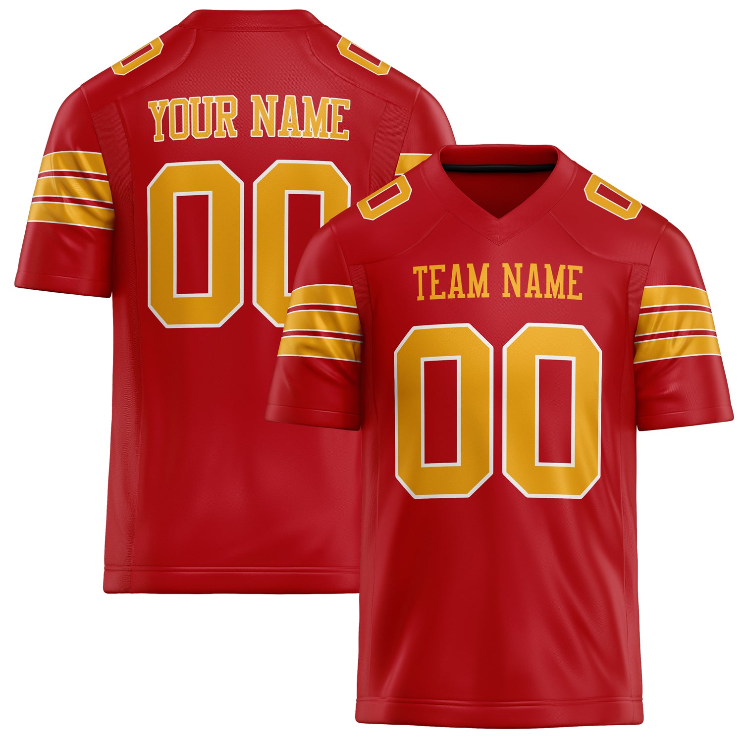 Personalized Red Gold Solid Colour Football Jersey FT02240730RE476