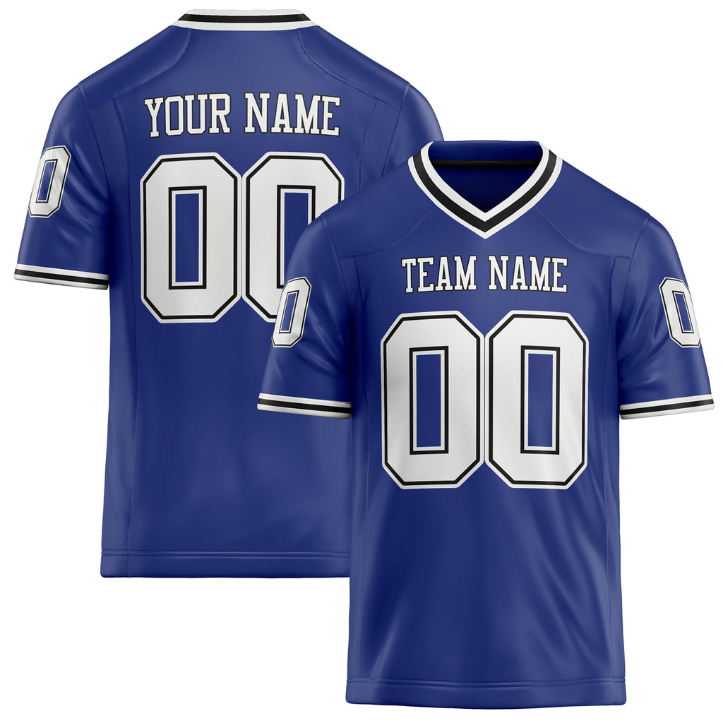 Personalized Royal White Solid Colour Football Jersey FT02240730RO478