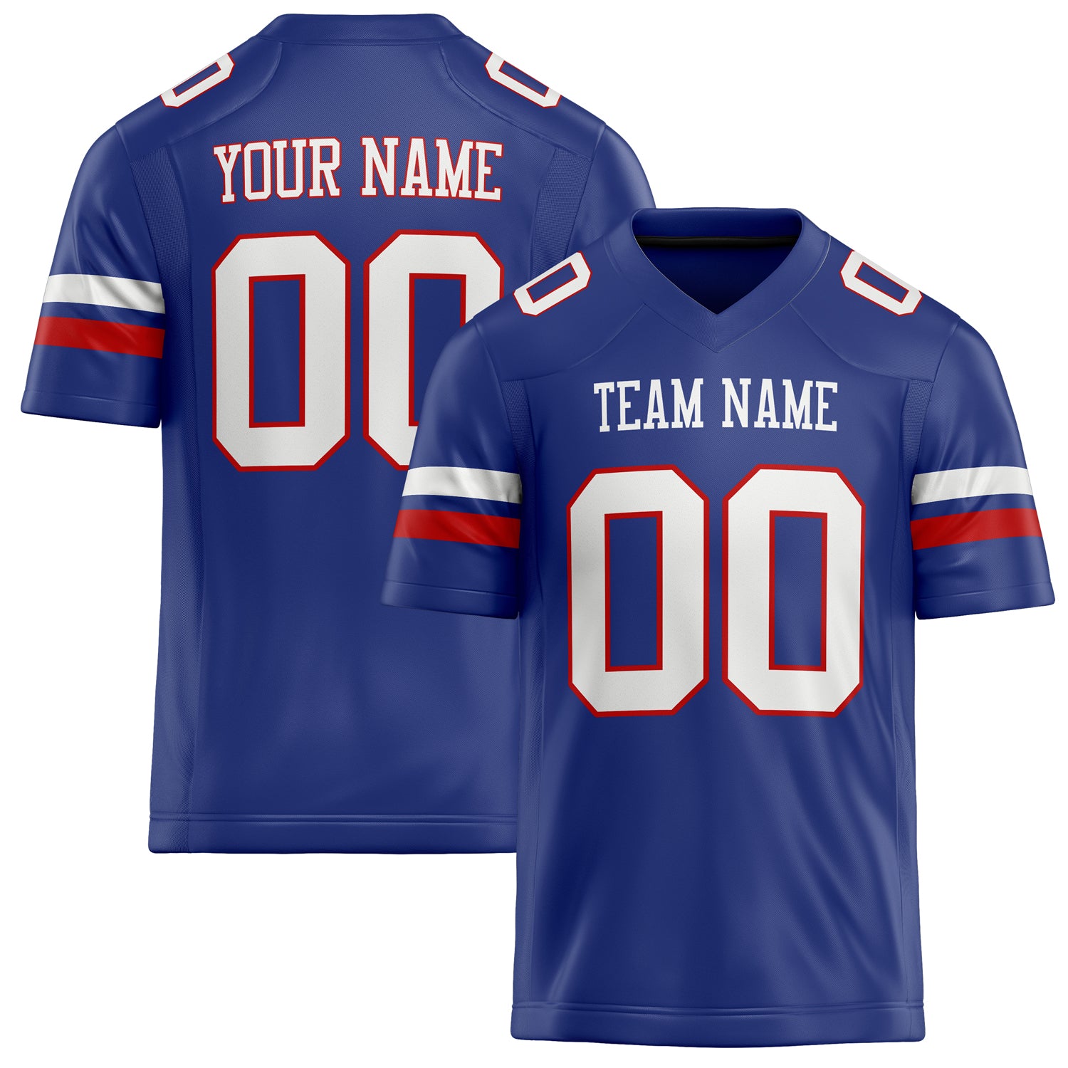 Personalized Royal White Solid Colour Football Jersey FT02240730RO481