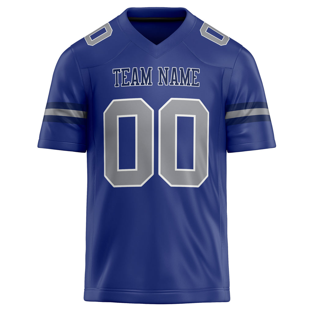 Personalized Royal & Gray Solid Colour Football Jersey