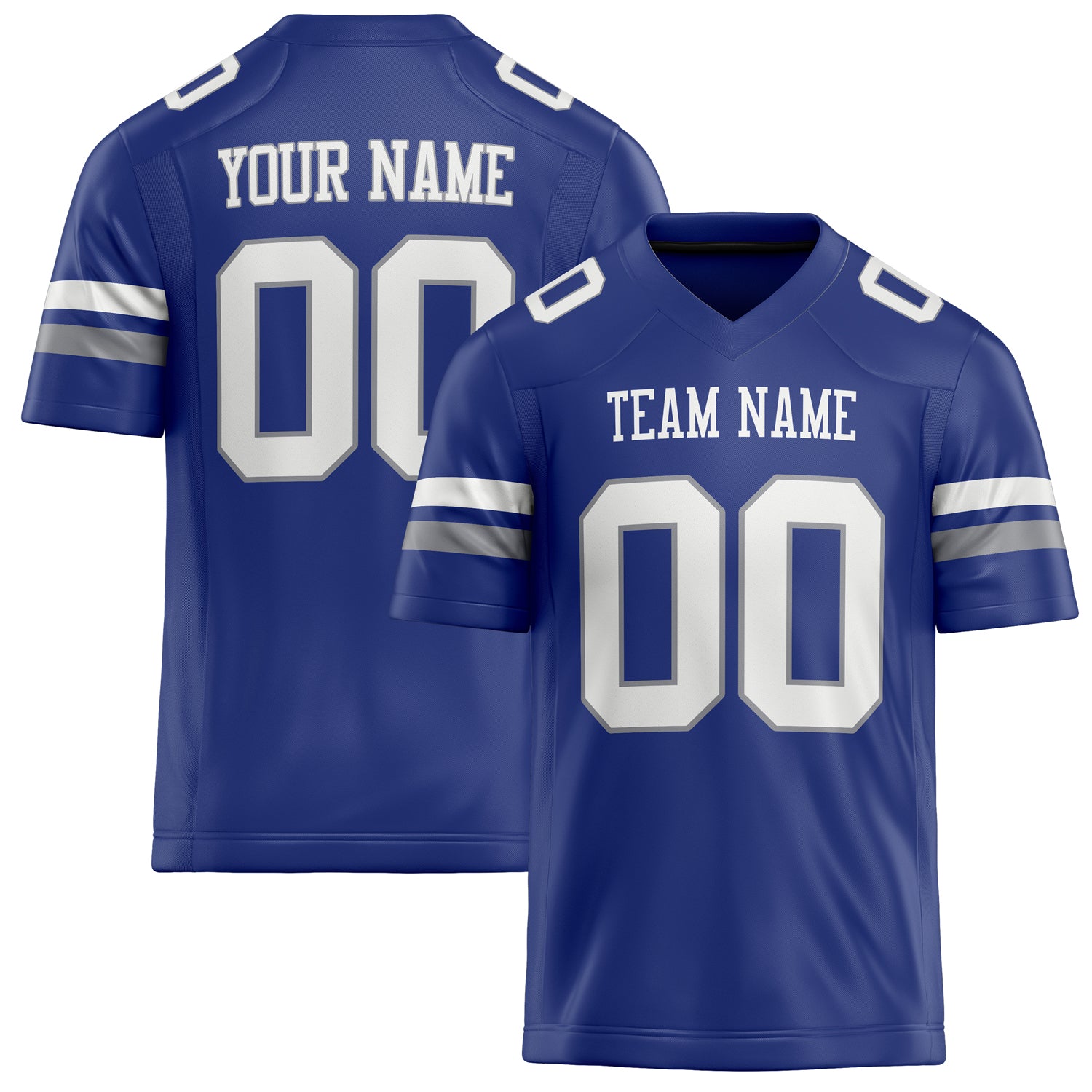 Personalized Royal White Solid Colour Football Jersey FT02240730RO485