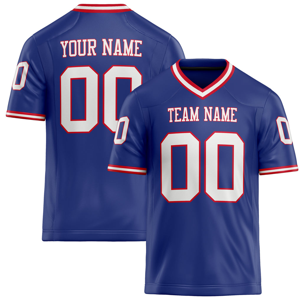 Personalized Royal White Solid Colour Football Jersey FT02240730RO488
