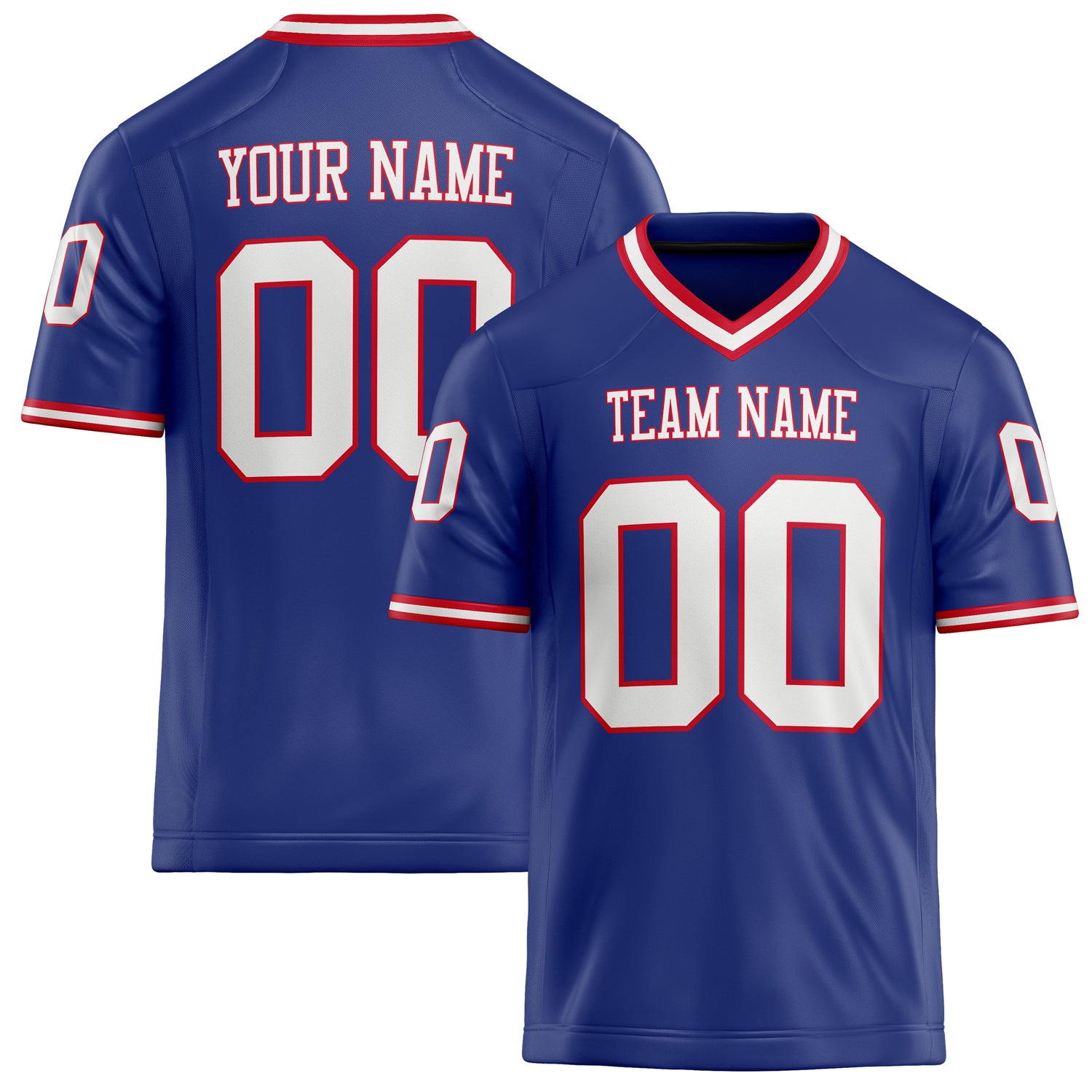 Personalized Royal White Solid Colour Football Jersey FT02240730RO488