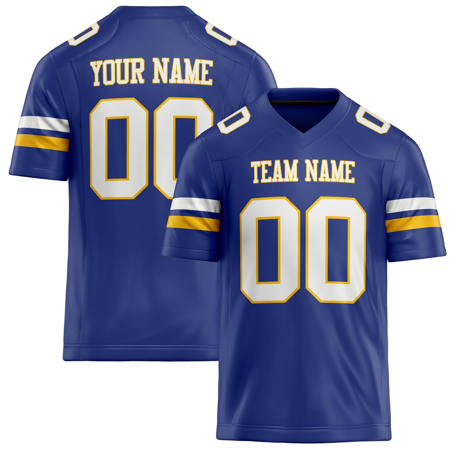 Personalized Royal White Solid Colour Football Jersey FT02240730RO489
