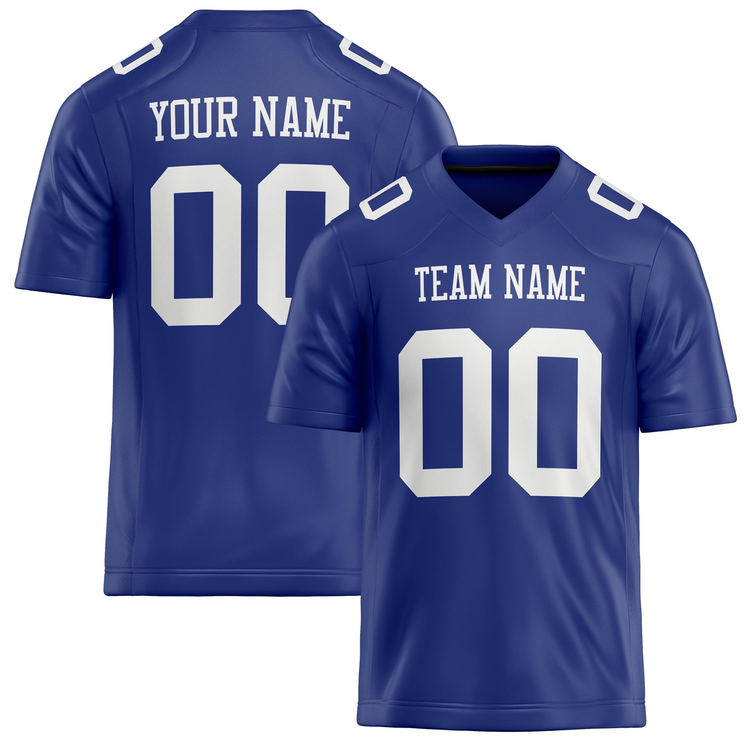 Personalized Royal White Solid Colour Football Jersey FT02240730RO491
