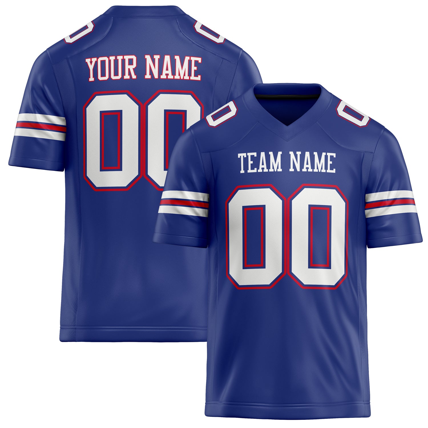 Personalized Royal White Solid Colour Football Jersey FT02240730RO492