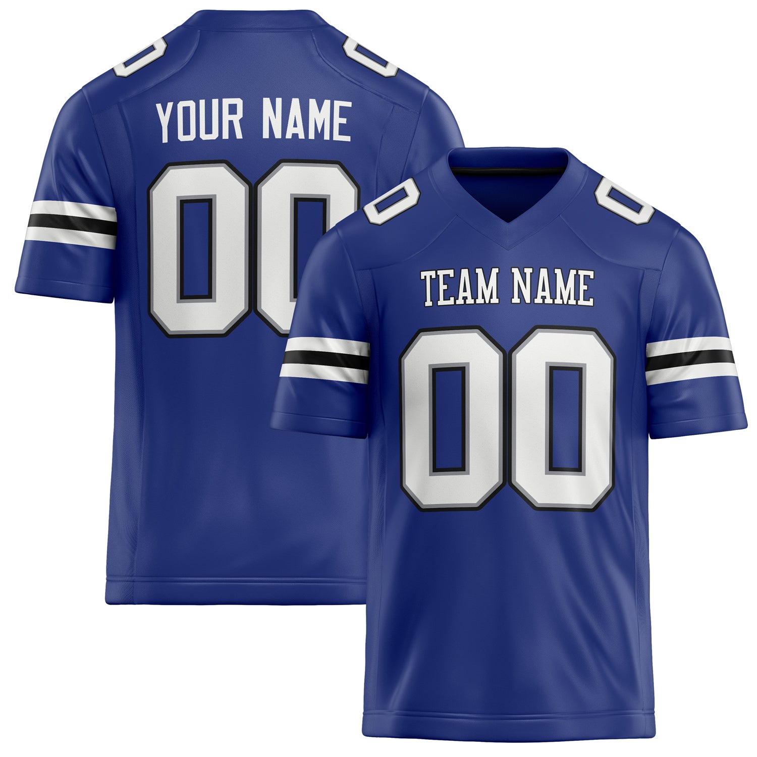 Personalized Royal White Solid Colour Football Jersey FT02240730RO493